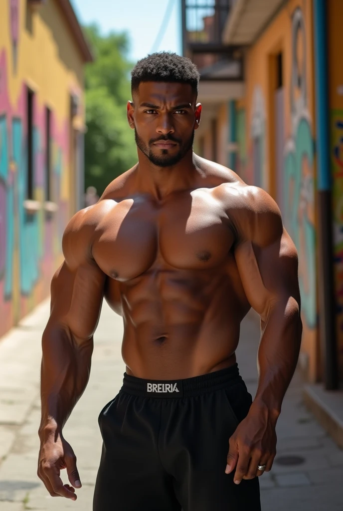 Make a muscular brown man without a beard