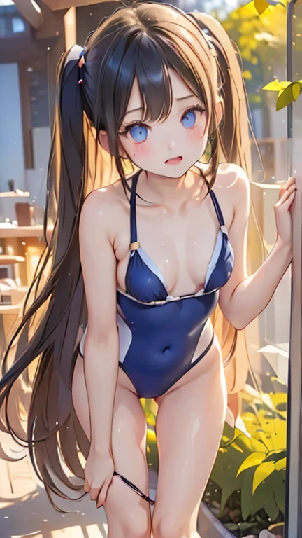 (Highest quality)), ((masterpiece)), (detailed), 一人ののBeautiful woman,Very sexy,(((Small breasts 1.5,One Piece Navy Blue Competition Swimsuit))),By the pool,Body wet with water,
Beautiful woman,Beautiful little face,Beautiful teeth alignment,Beautiful 8-head body line,Slender body,Beautiful Hands,Beautiful legs,Long hands,Long legs,Long and supple twin-tailed hair,Shiny Hair,Black Hair,No clothes,Embarrassed expression,blush,Thin lips,Beautiful shoulders,Beautiful clavicle、Excited,Semen in the hair,Lots of love juice in the crotch,((Ahegao 1.5)),orgasm,Please open your mouth wide,Sticking out tongue,Drooling,((((woman standing leaning forward)))),Expressions of Ecstasy,Climax expression,blush,