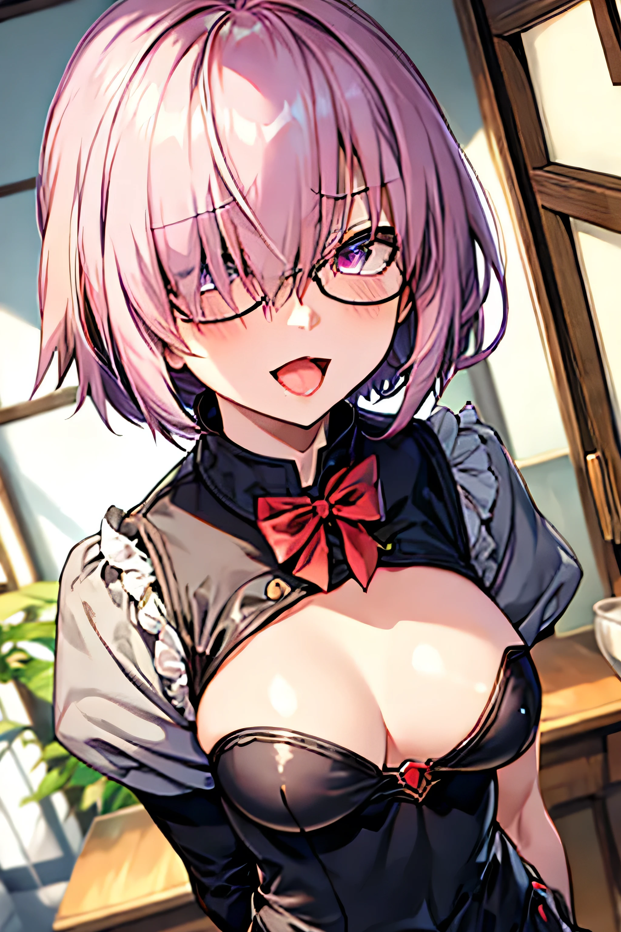solo、Mash from Fate, Normal chest、ahegao, slouch、anime,