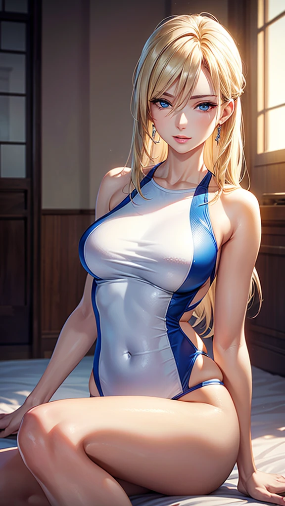glossy skin, best quality ・ultra-detailed ・8k ・high resolution, Photorealistic, Picture-Perfect, Stunning Lady, Ultra High Definition,Seductive mature woman, Mature Woman, blue eyes, Blonde, Soft Light, 4K resolution, high quality, Beautiful CG, ,Detailed eyes,Very thin,Small breasts,Gym suit,head shot,Face close-up
