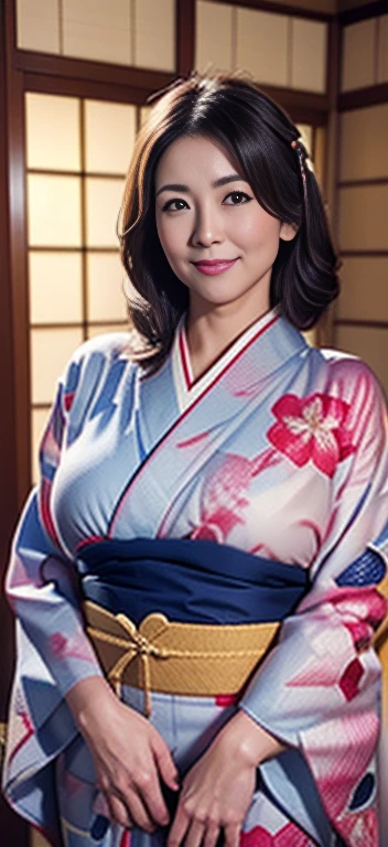 The most beautiful moms in Japan(Huge)、wear Kimono、Traditional Japanese room、Huge breasts that are too big and saggy、January、With a smile、New Year Greetings