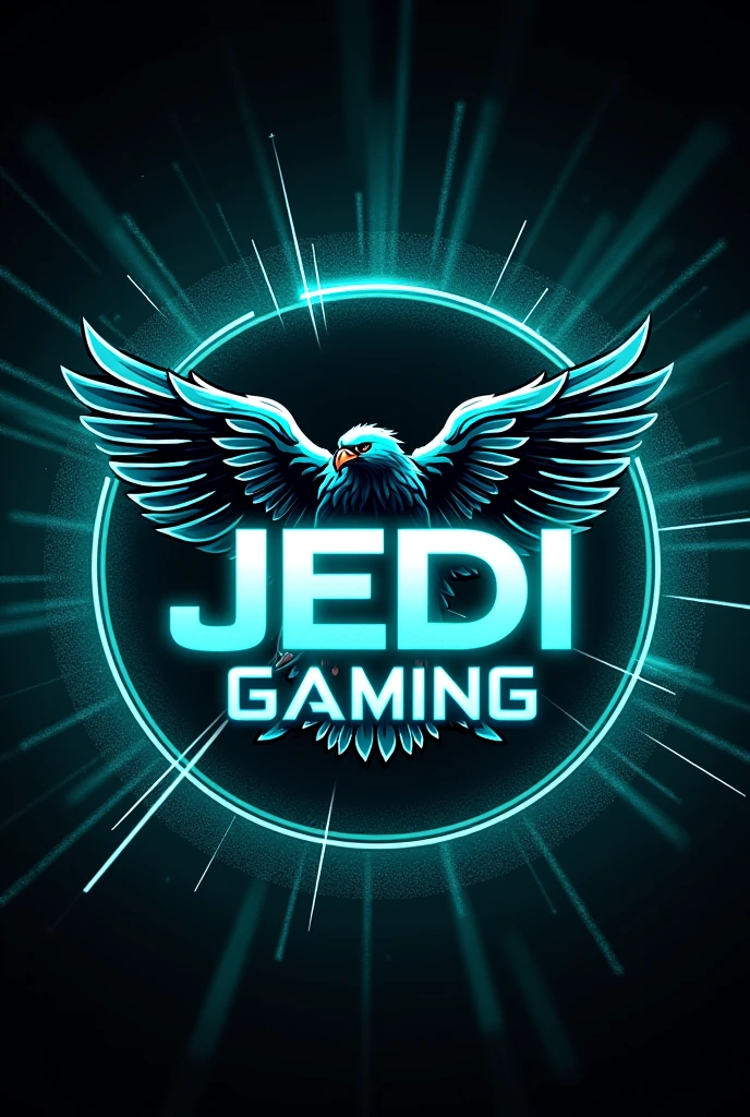 Make a YouTube logo of 800 × 800 pixels
Add text of 'JEDI GAMING'
Add eagle and some neon
Make some more like this
Make it round