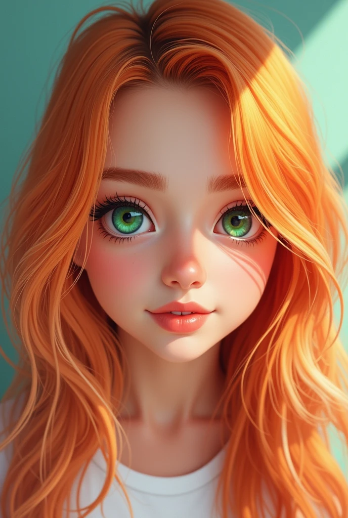 Please create an image that can be used as an icon.!Her hair is light orange々Mix in some white and make the eye color green to match the Touhou Project color.!A bit more like a high school student?I'm going to use this as an icon so please make the face closer.!Please try spreading the hair out a bit more. Also, can you make it look cooler overall??Please move your face closer and look at me with your left eye.!Please stop making it so pop and make it cool!Do not emphasize breasts