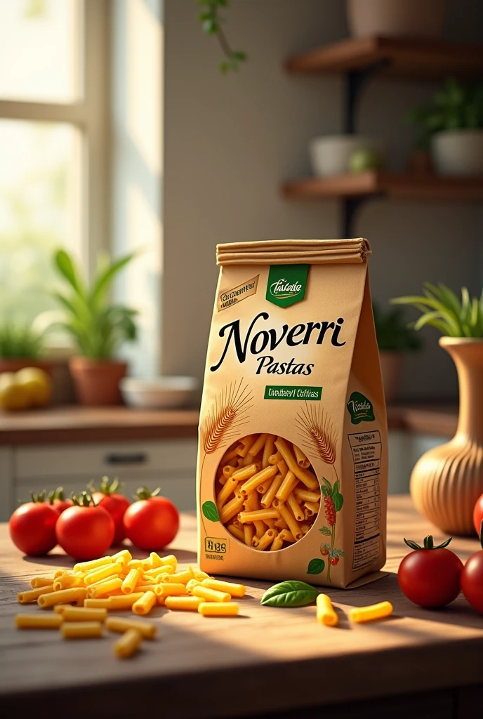 Make a Capellini with the packaging and the brand name which is Noverri Pastas