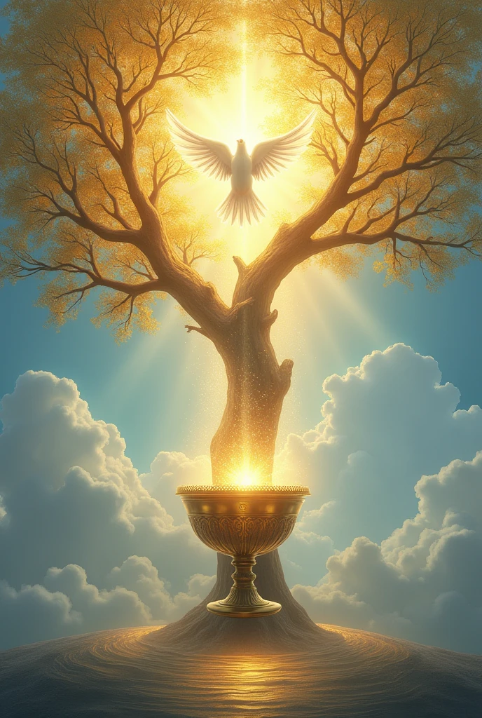 Holy Spirit, tree, eucharist in drawing