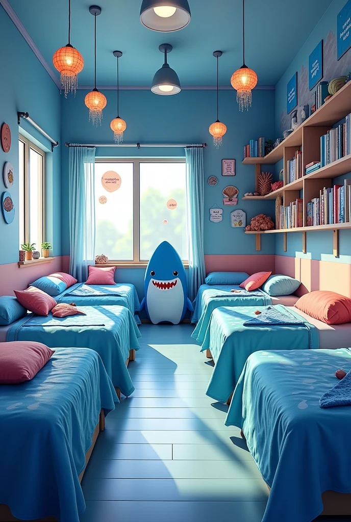 a ten-bed shark-themed dorm, Very spacious