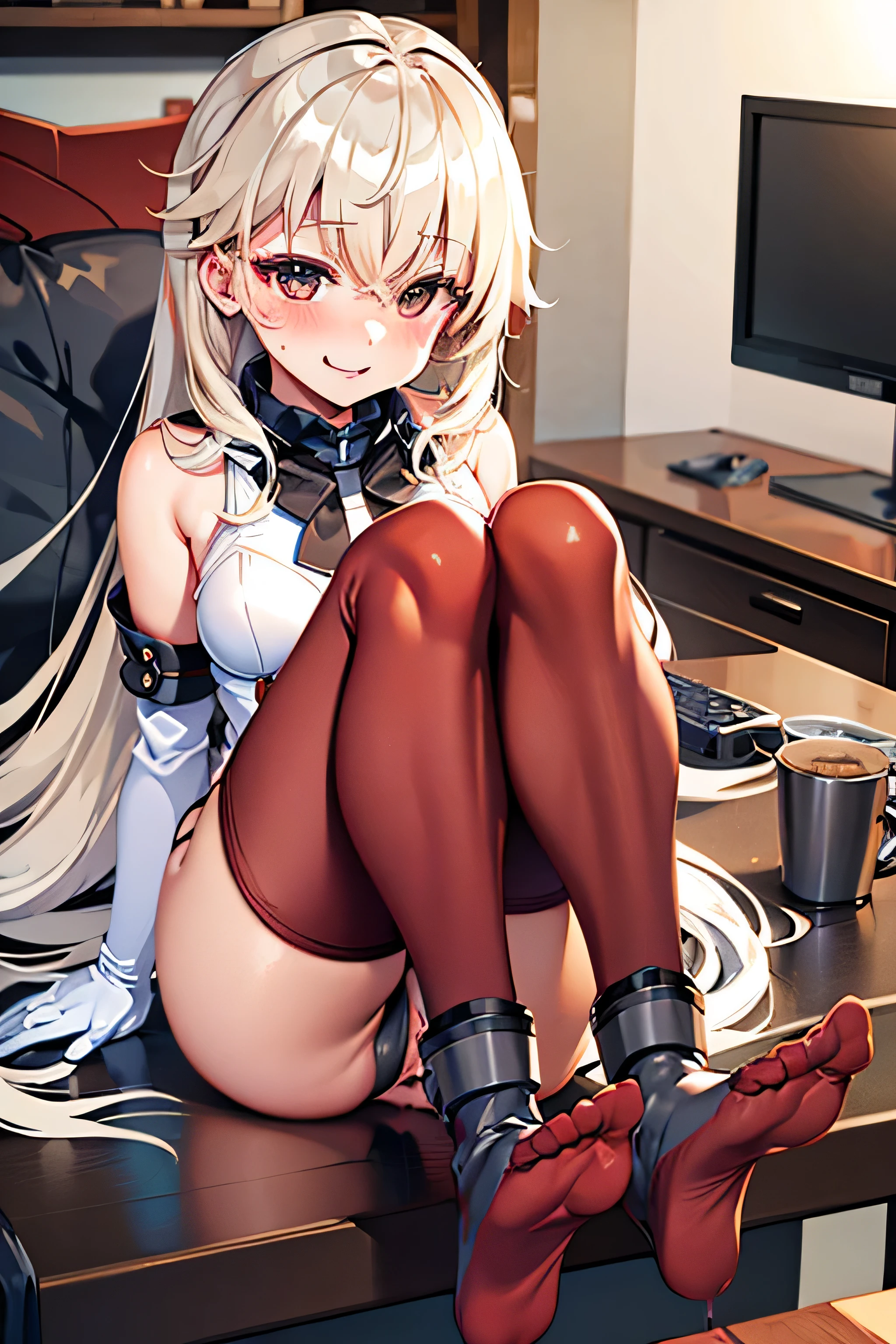 solo、Mash from Fate, sit、machine、stockings、Feet crossed、Feet together、Lewd Eyes、Illustration