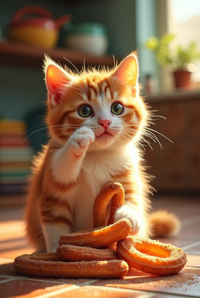 Cat eating churros