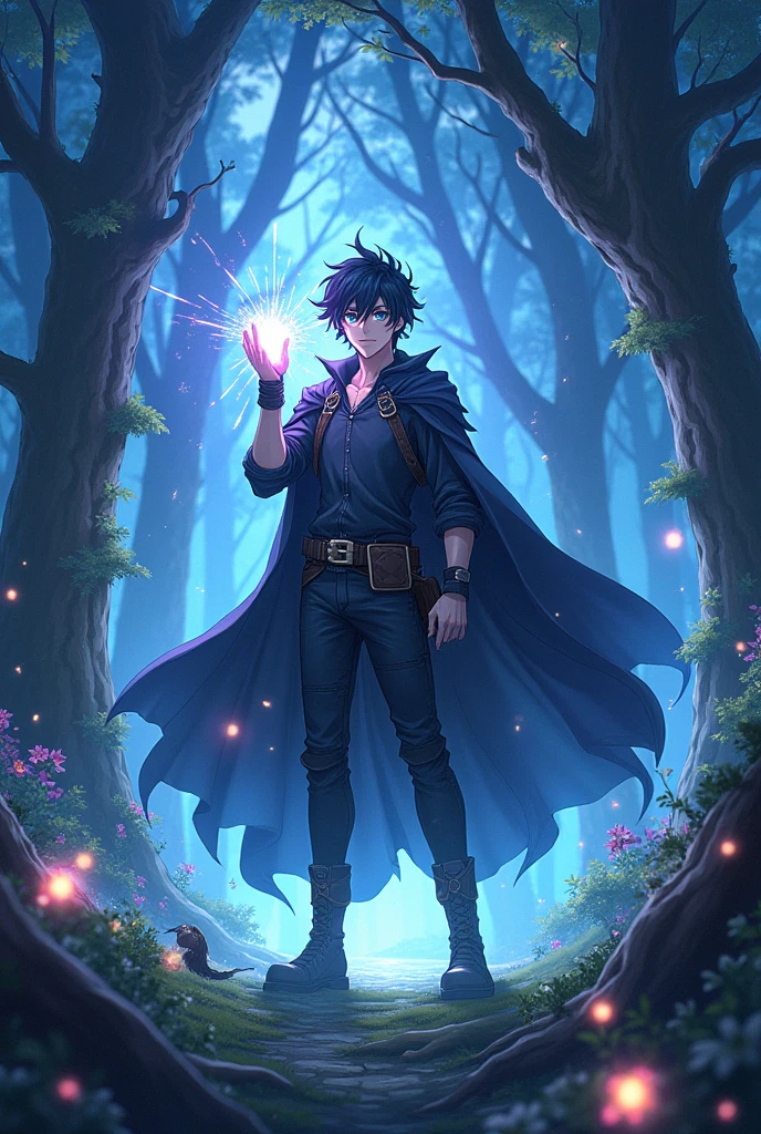 An isekai anime male character enters another world with superpowers