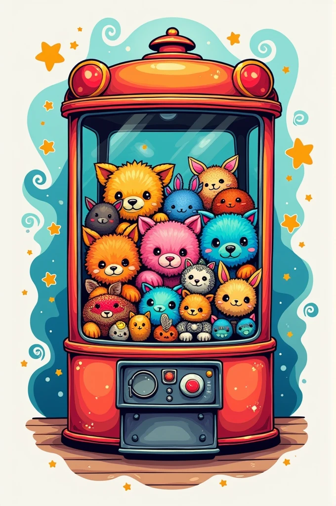 Make a picture of a tattoo of those stuffed animal machines