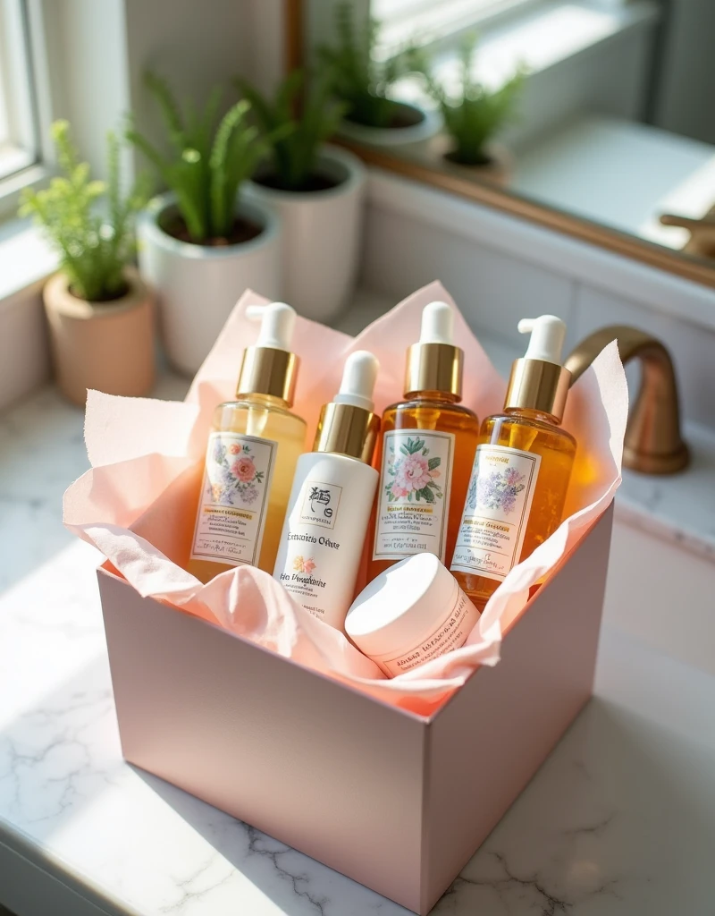 a box with skin care treats 