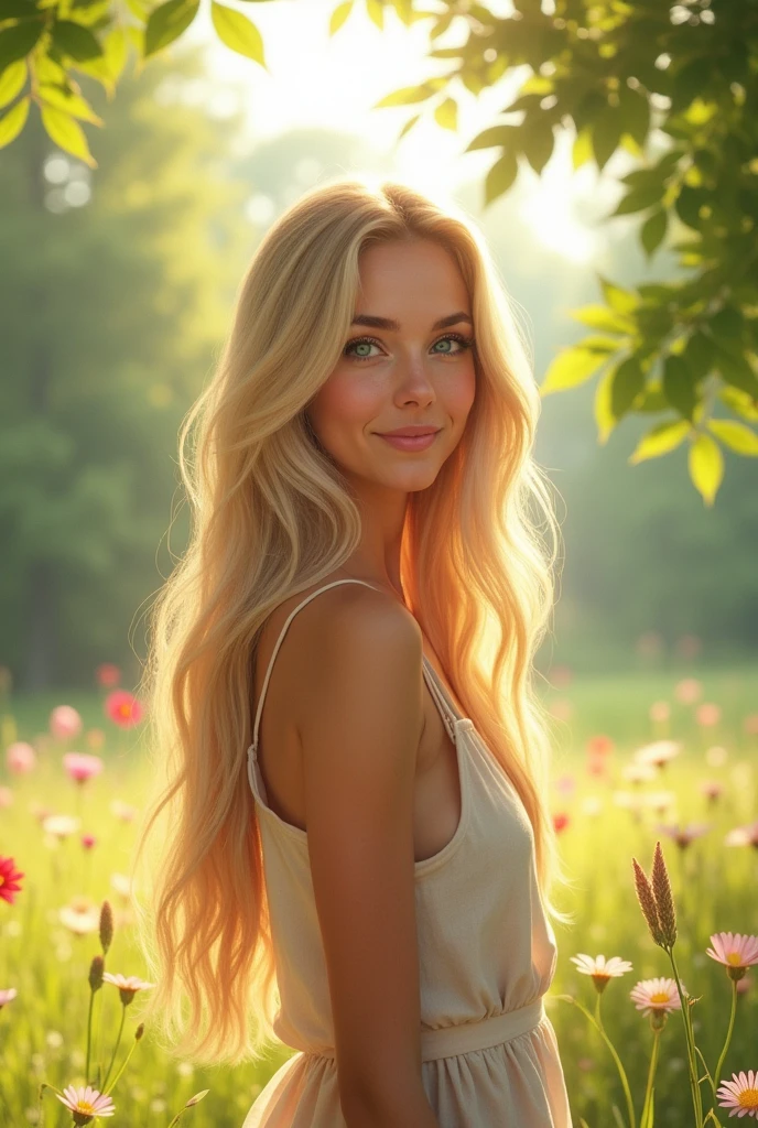 a tall blonde, cute, realistic, Completely naked