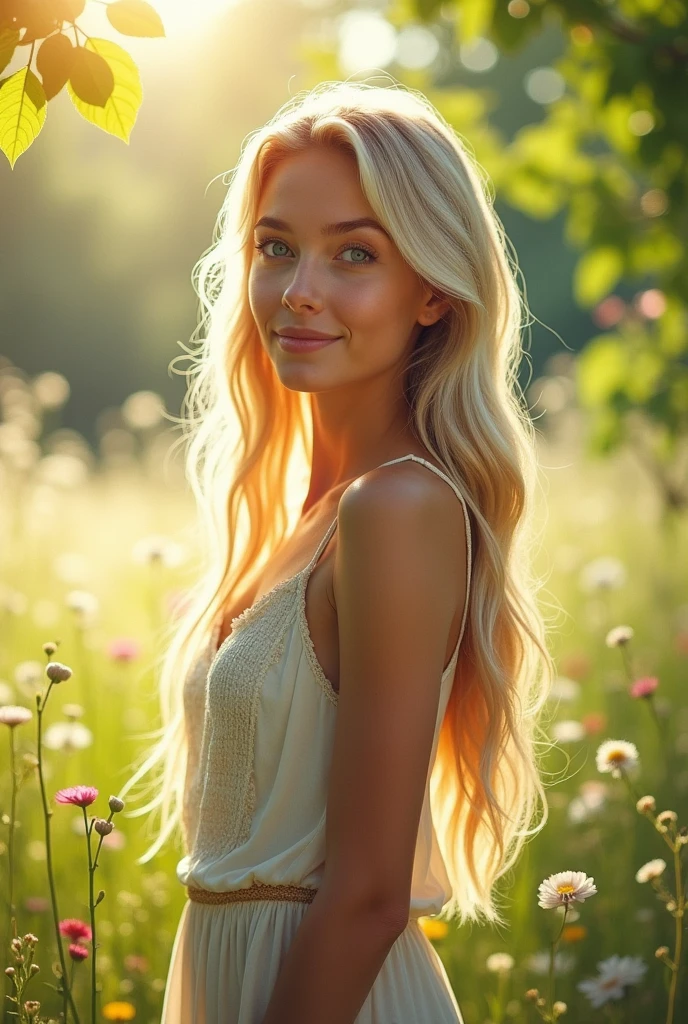 a tall blonde, cute, realistic, Completely naked