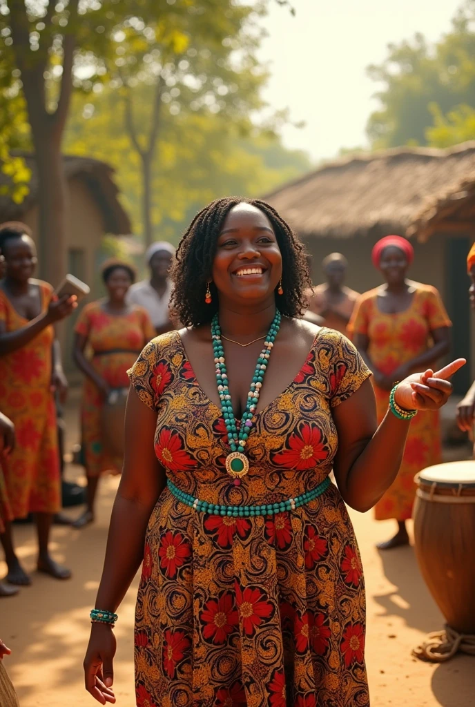 chubby african woman sings