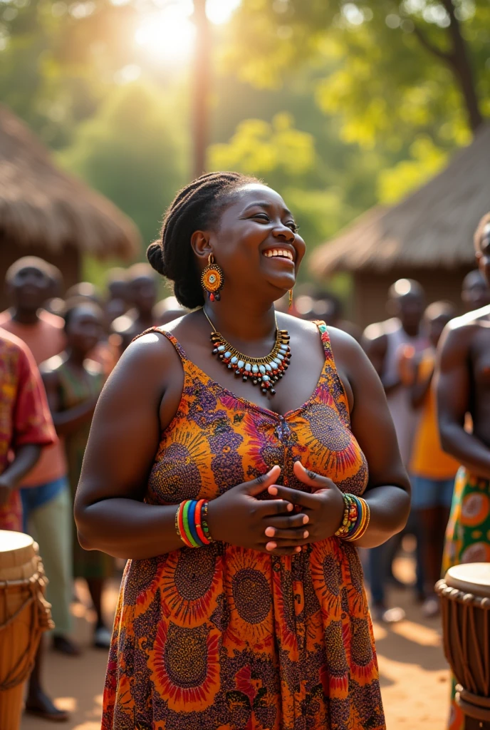 chubby african woman sings