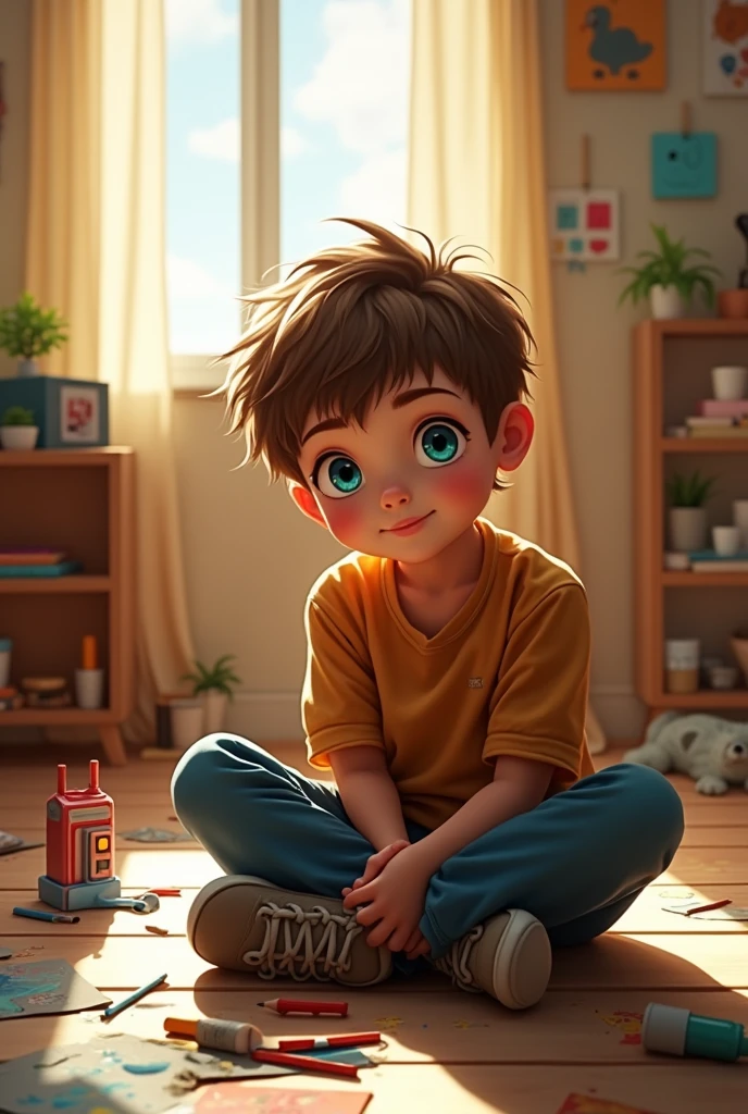 Boy thinking about creating something 
