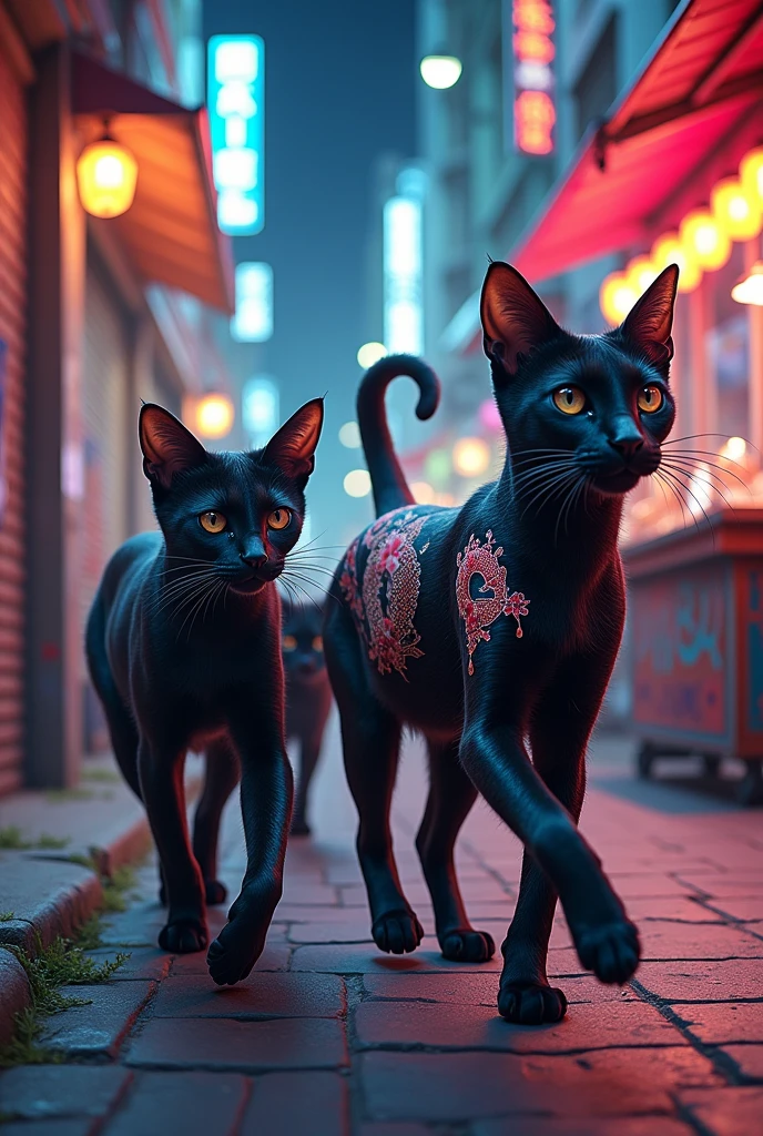 cats with katanas tattoos