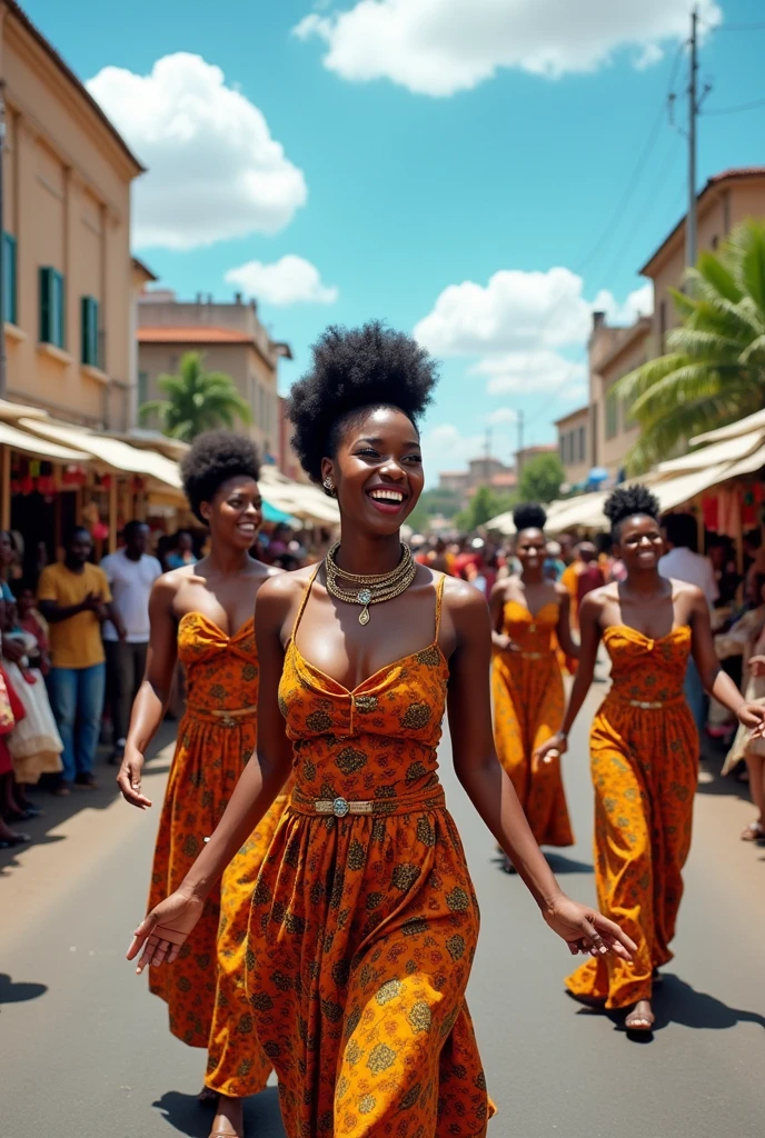 gruop of african woman parade
