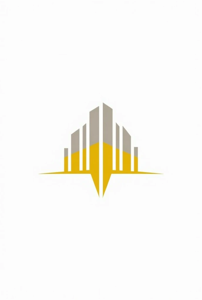 vertical lines that look like skyline of a citi whitin a triangle in yellow an gray tones logo minimalist