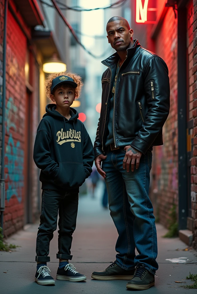 Draw me a picture of a high school boy with a street thug.