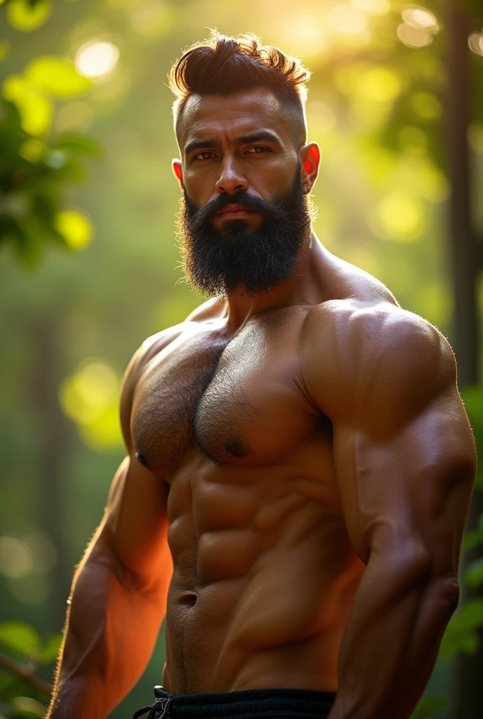 Asian muscle hunk bear guy
 with beard