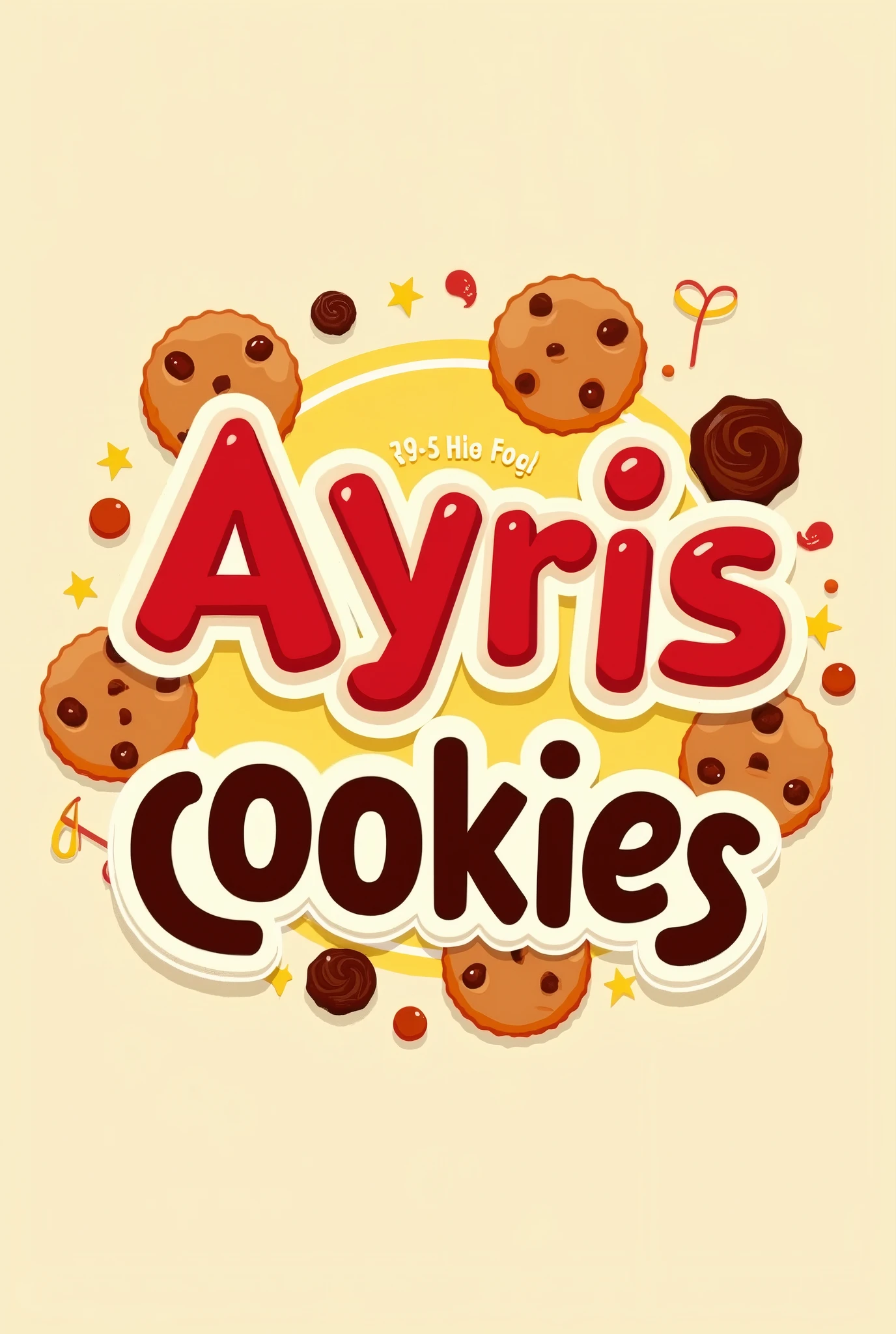 Logo name Ayris Cookies colors red yellow and orange 