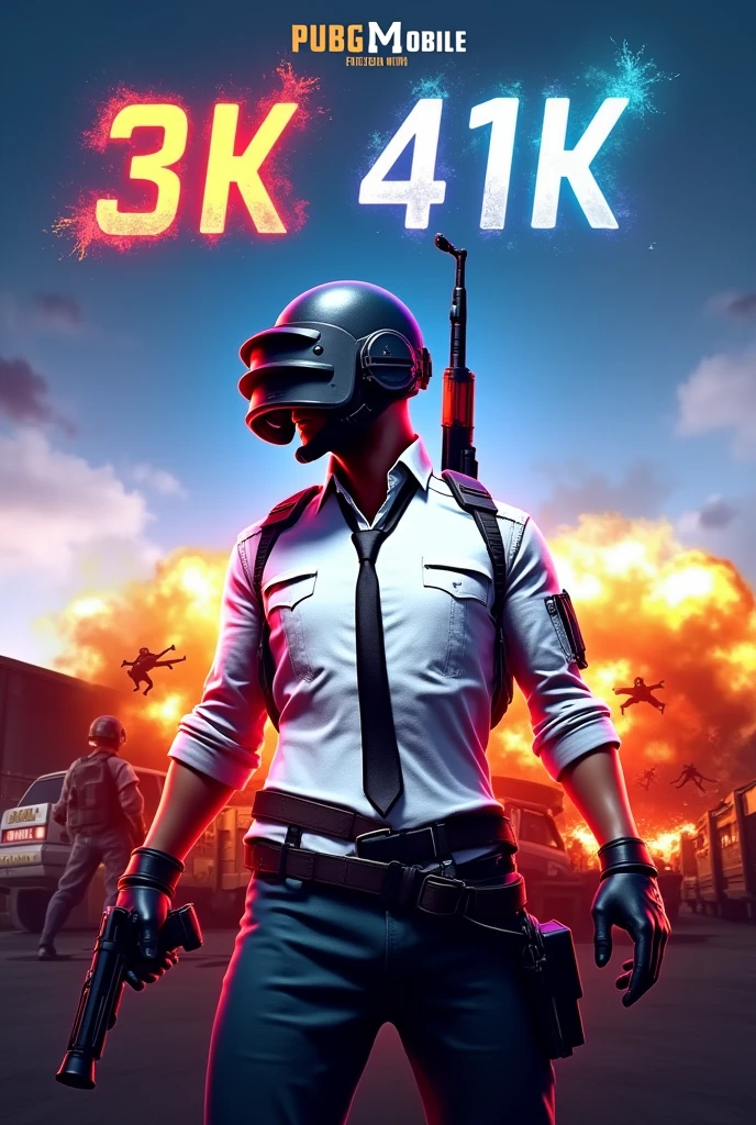 Create a pubg mobile esport banner 500 solo entry 4k prize pool 
1st person 3k
2nd person 1k