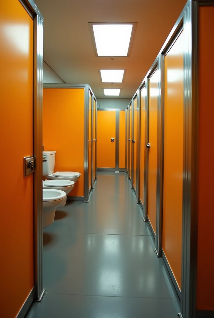 portable toilet perspective. 2 toilet stick and then distance, 2 shower stick space 2 lavatory and then 2 shower space 2 toilet. one row. the 2 lavatory is in the middle. one row not mirror