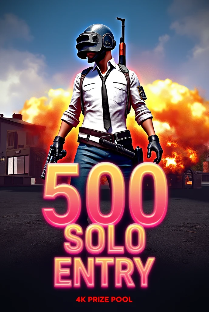 Create a pubg mobile esport banner 500 solo entry 4k prize pool 
