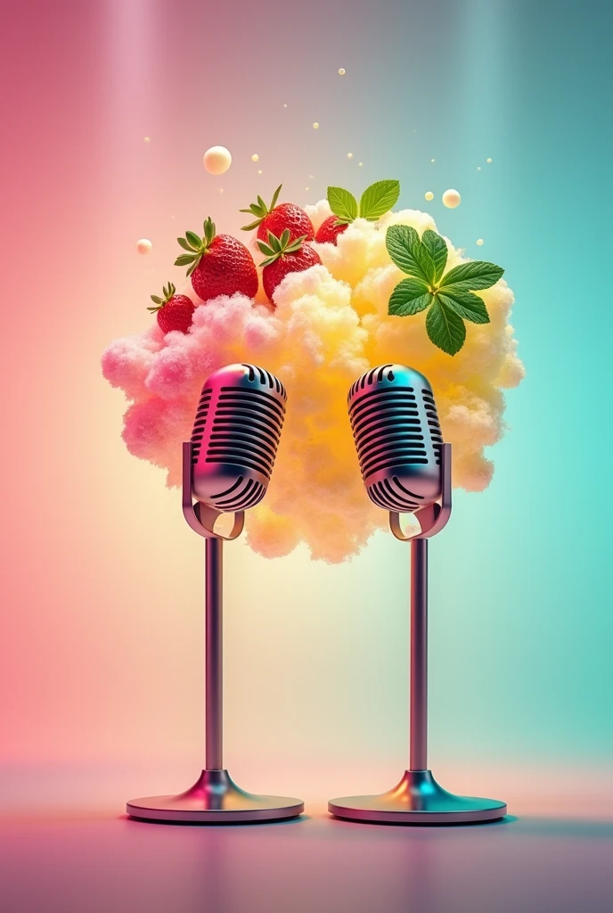 Podium microphones contrast studio lighting smoothie cloud