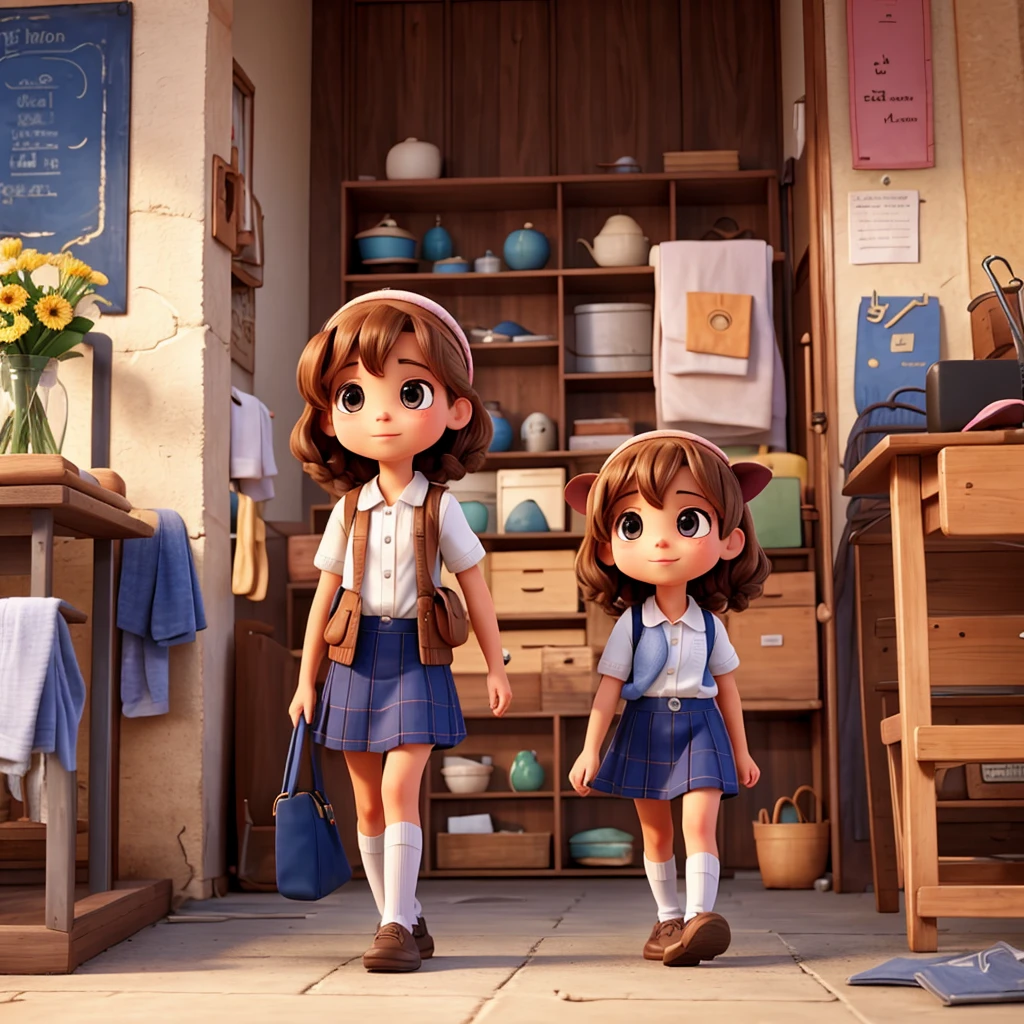 

Little lamb following  to  her to school