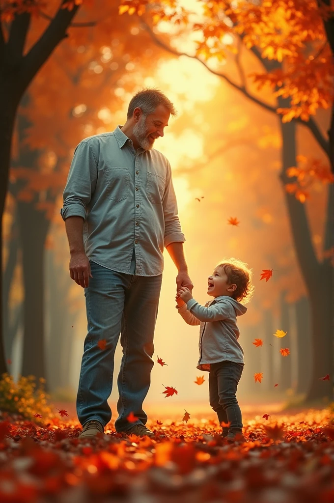 create an image where there is a father in dark clothes playing with his two children, a boy and a girl
. they have fun and show a beautiful smile on their face image for father&#39;s day campaign. realistic style 4k 