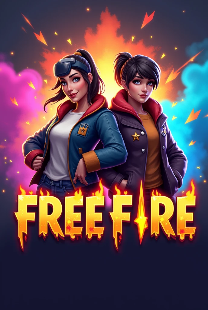 Logo of two free fire friends with free fire logo below
