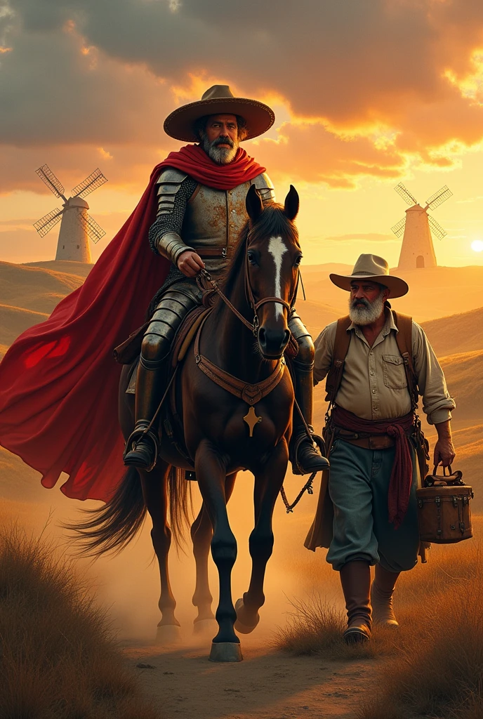 Don Quixote with Sancho belly at his side