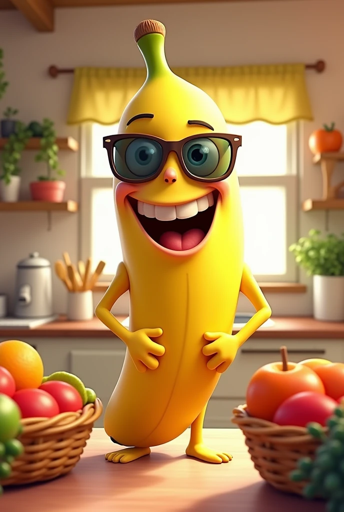 Funny banana cartoon fruit