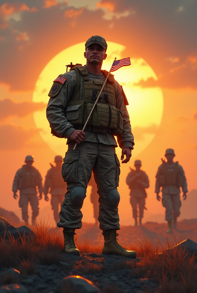 Create greetings card for soldiers 
Please create image 