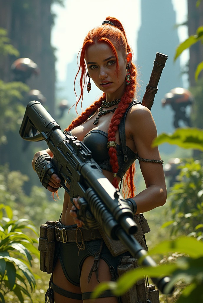 woman aloy machine  gun forbidden west