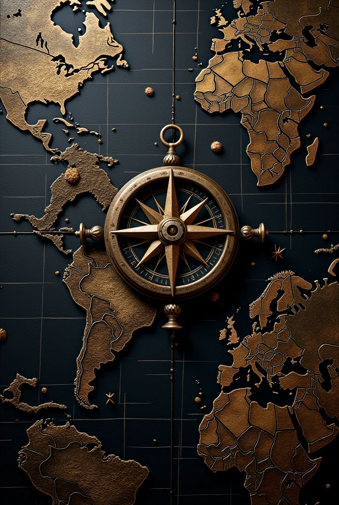 A black image with various geographical symbols
