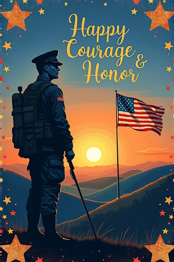 Create greetings card for soldiers 
Please create image .make like this which not look like made by AI