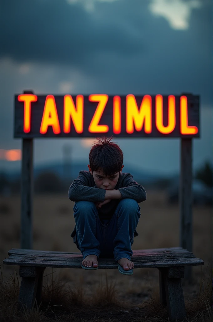 Create a picture that.
Tanzimul my name must be in HDR view
And at the background of the name.
A sad boy will sit.