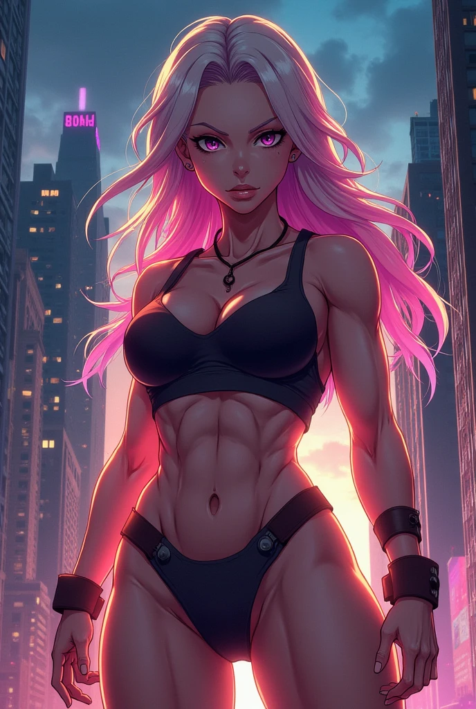 very muscular body anime woman