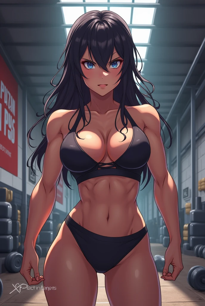 very muscular body anime woman