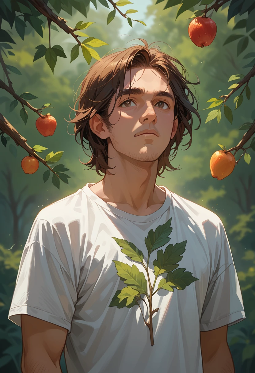 Trunk of a tree and branches without leaves and without fruits, T-shirt design, rzminjourney, vector art