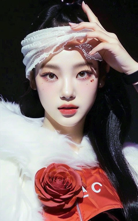 un primer plano de una mujer con una rosa roja en el pelo, jossi de blackpink, ruan jia beautiful!, jennie rosa negro, parque roseanne de blackpink, ayami koj ima, kiko mizuhara, sakimichan, hana alisa omer, portrait of jossi de blackpink, kim jung giu, sakimichan frank franzzeta
Con jisoo from blackpink, popular south korean makeup, quality detailed ,(beautiful makeup :1.2), Wide hips, big, big ass, (best quality, 8K, masterpiece: 1.3), Clear focus: 1.2, Perfect body beauty: 1.4, strong abs, Very detailed face and skin texture. , detailed eyes, double eyelids, (long hair), having very marked curves, with greater volume in ((hips and breasts)), which makes the waist look much smaller ((wasp waist)).