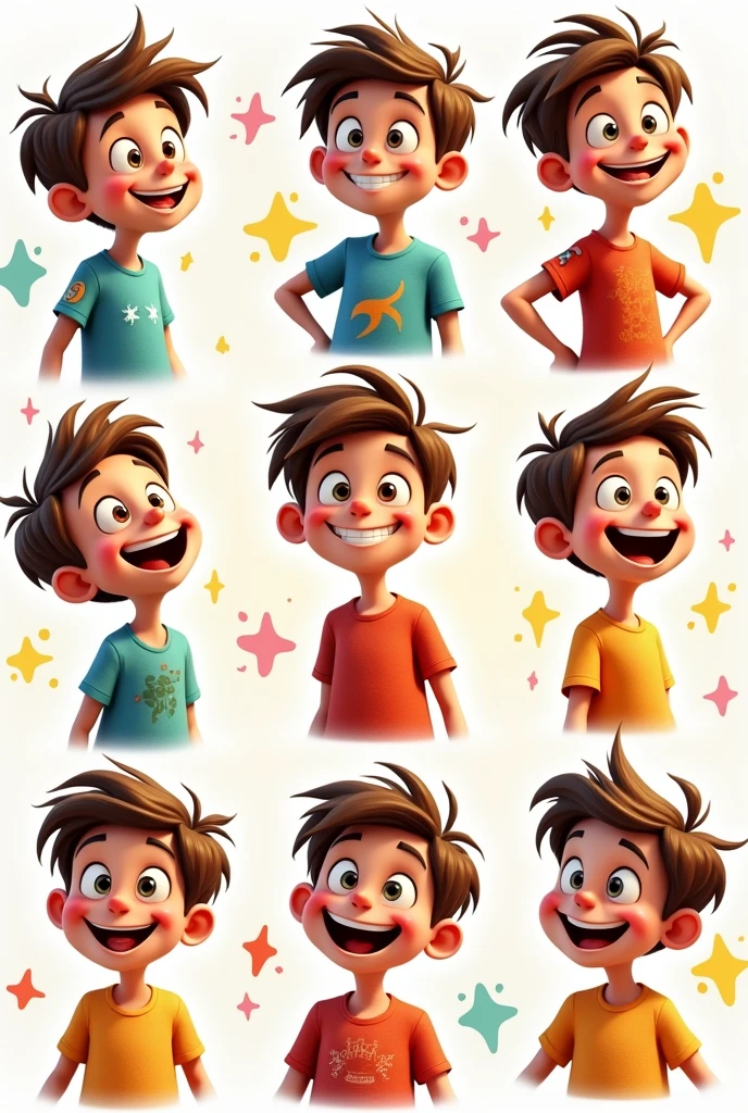 Animated boy with 10 different poses only creates half of the boy's body