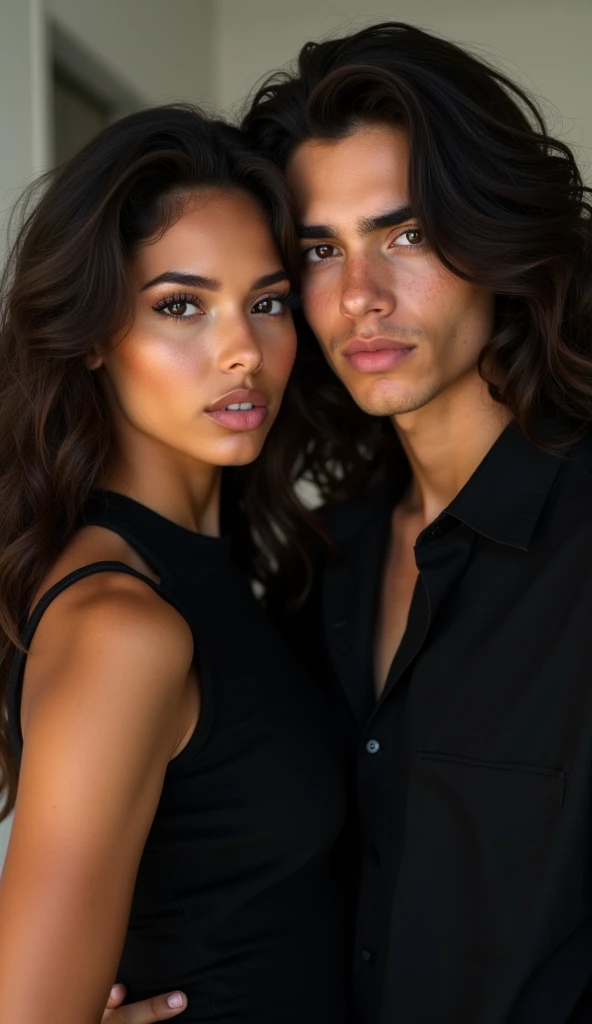 A beautiful girl with snakes hair and with her boyfriend in romance