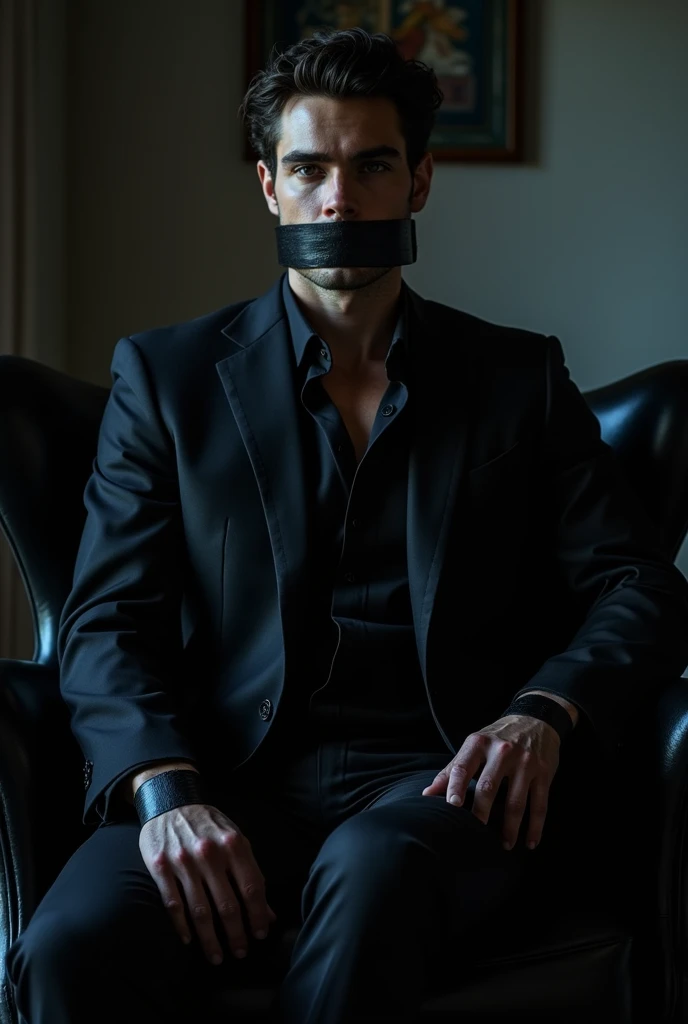 Christian grey tied hands and feet duct tape on lips