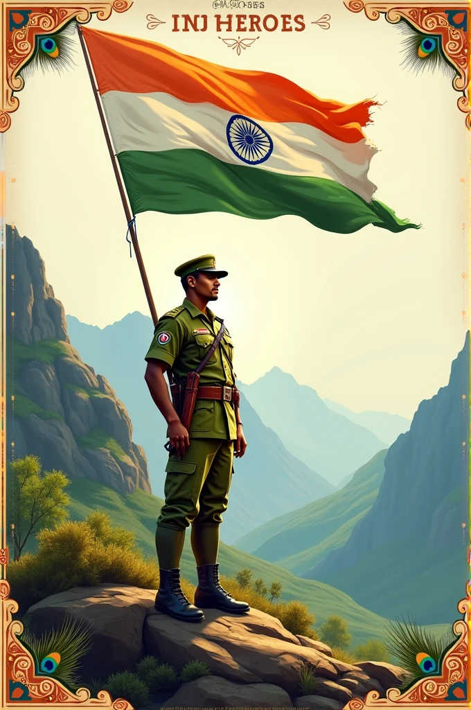 Create greetings card for indian soldiers 
Please create image .make like which not look like make by ai