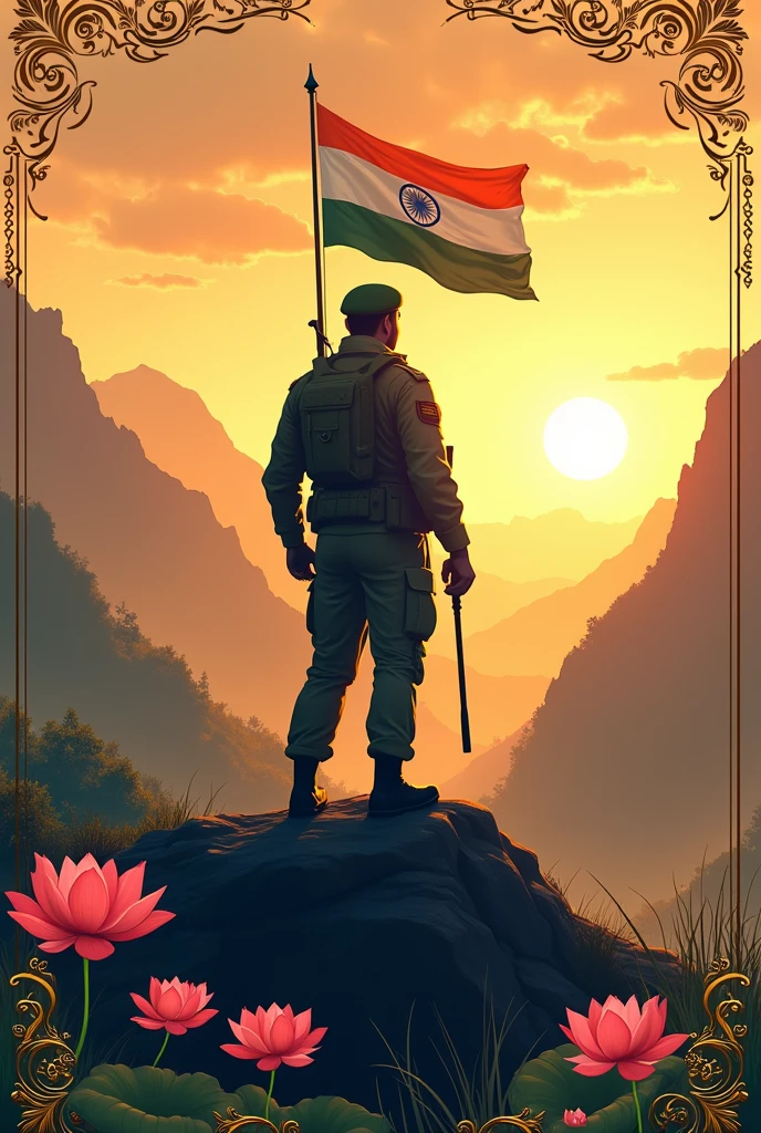 Create greetings card for indian soldiers 
Please create image .make like which not look like make by ai