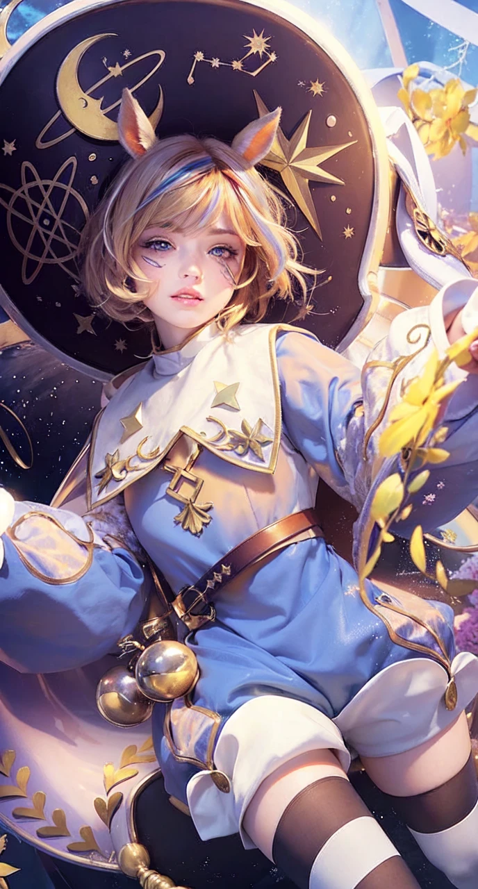 masterpiece, best quality, beautiful young woman, shiny orange eyes, (detailed pupils:1.2), eyelash, beautiful light blonde hair, streaked hair, multi color, medium hair, perfect face, detailed,realistic, very realistic